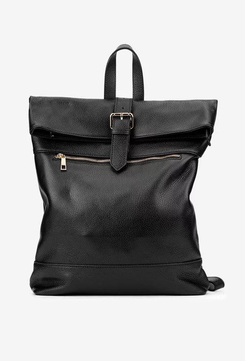 Rucsac dama negru din piele texturata