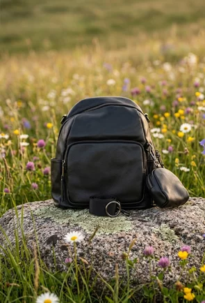 Rucsac dama negru din piele texturata