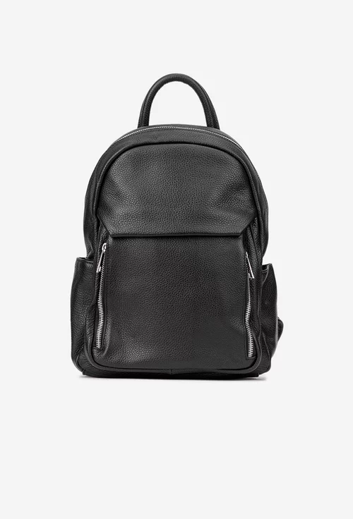 Rucsac dama negru din piele texturata cu buzunare