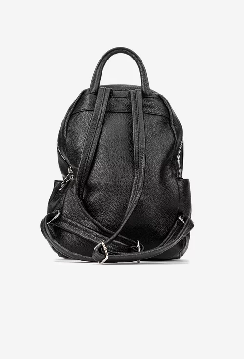 Rucsac dama negru din piele texturata cu buzunare