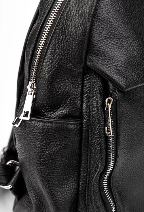 Rucsac dama negru din piele texturata cu buzunare