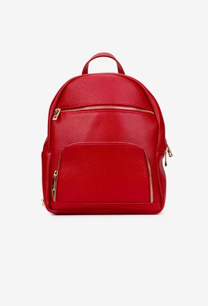 Rucsac dama rosu din piele texturata