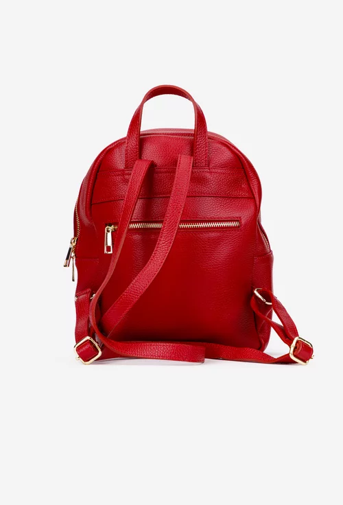 Rucsac dama rosu din piele texturata