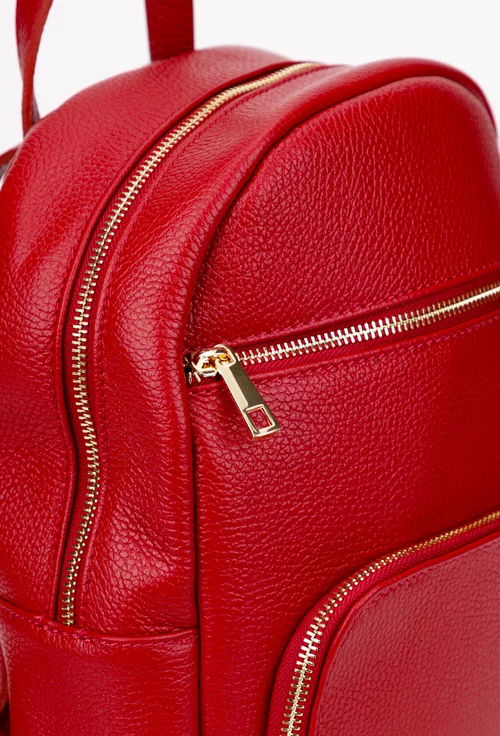 Rucsac dama rosu din piele texturata