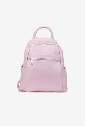 Rucsac dama roz deschis din piele naturala