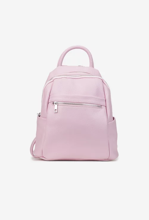 Rucsac dama roz deschis din piele naturala