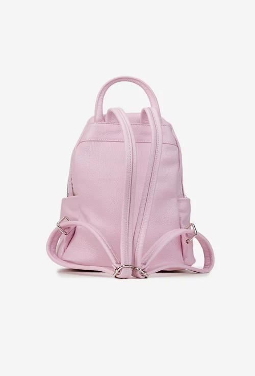 Rucsac dama roz deschis din piele naturala
