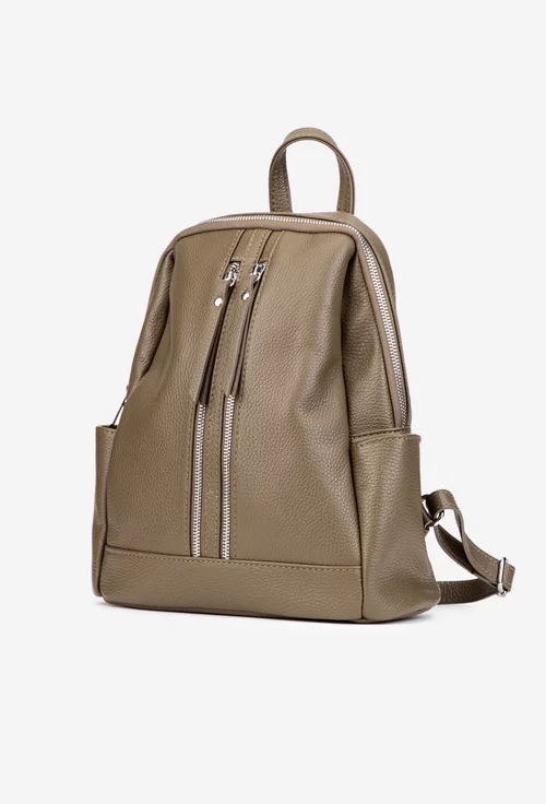 Rucsac dama taupe din piele naturala