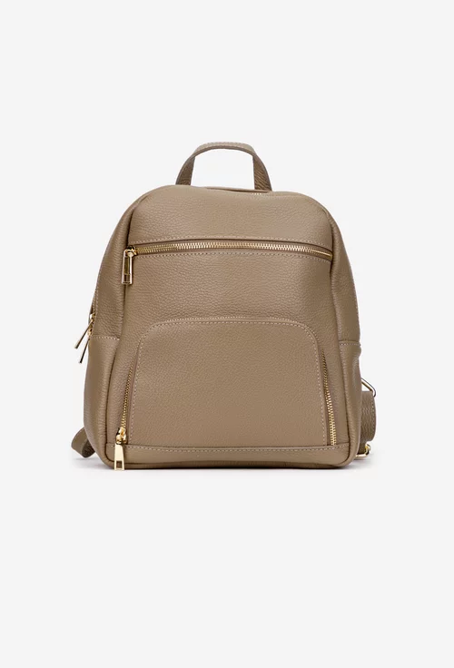 Rucsac dama taupe din piele texturata