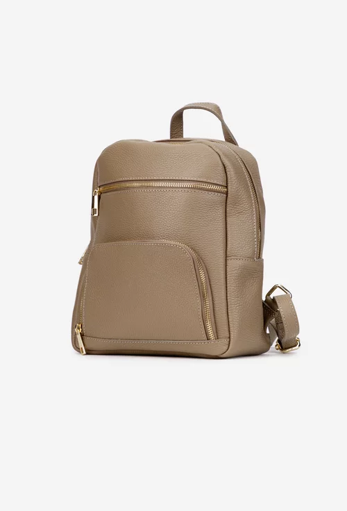 Rucsac dama taupe din piele texturata