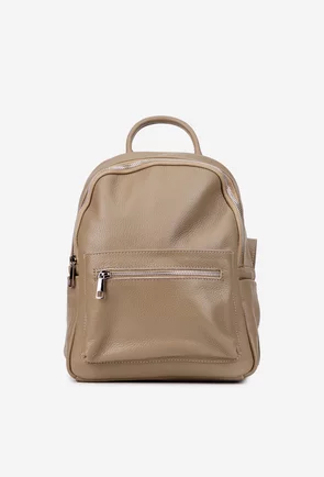 Rucsac dama taupe din piele texturata