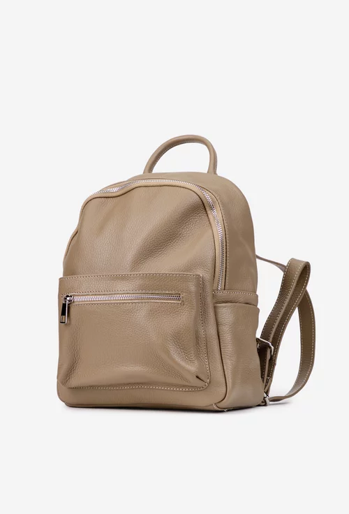 Rucsac dama taupe din piele texturata