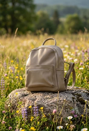 Rucsac dama taupe din piele texturata