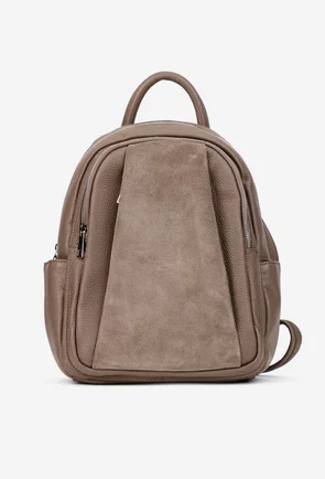 Rucsac dama taupe din piele texturata