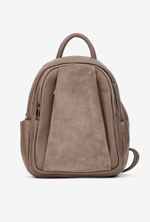 Rucsac dama taupe din piele texturata