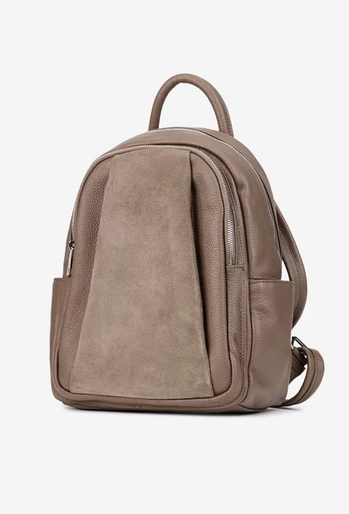 Rucsac dama taupe din piele texturata