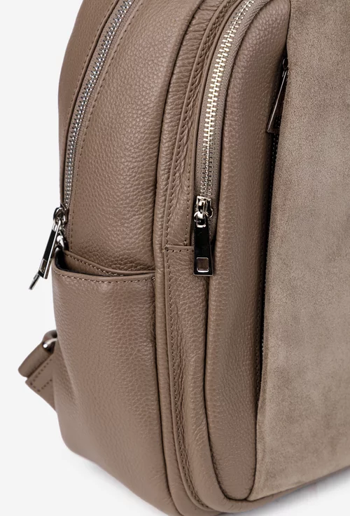 Rucsac dama taupe din piele texturata