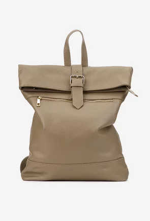 Rucsac dama taupe din piele texturata