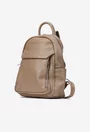 Rucsac dama taupe din piele texturata cu buzunare