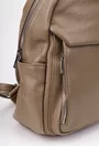 Rucsac dama taupe din piele texturata cu buzunare