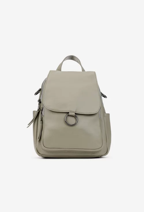 Rucsac dama verde din piele naturala
