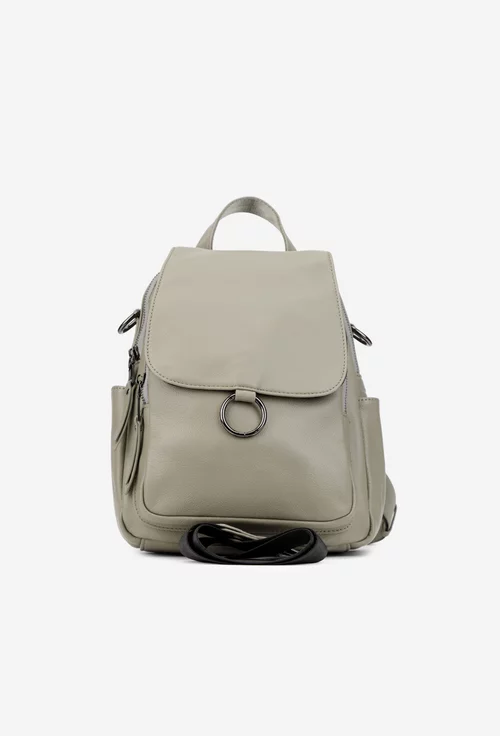 Rucsac dama verde din piele naturala