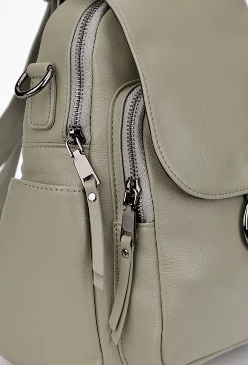 Rucsac dama verde din piele naturala