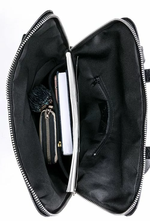 Rucsac-geanta din piele naturala neagra Lores