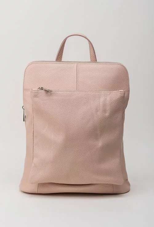 Rucsac-geanta roz pal din piele naturala Lores