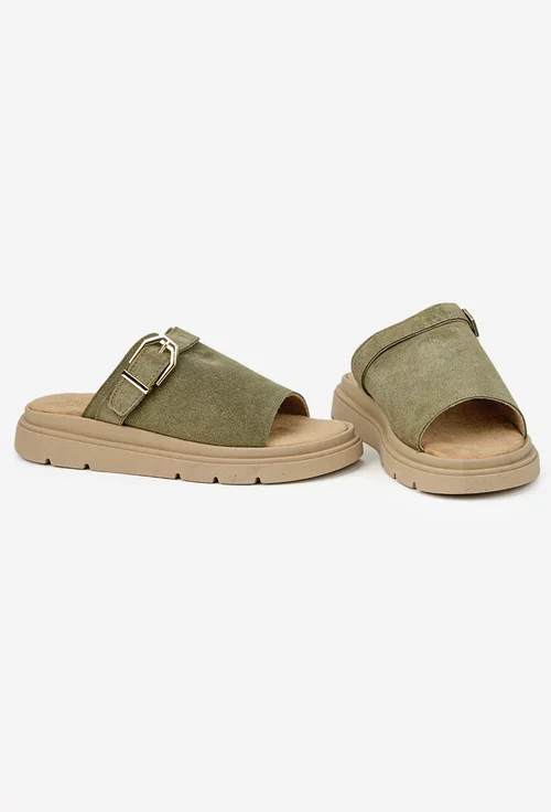 Saboti dama kaki din piele intoarsa