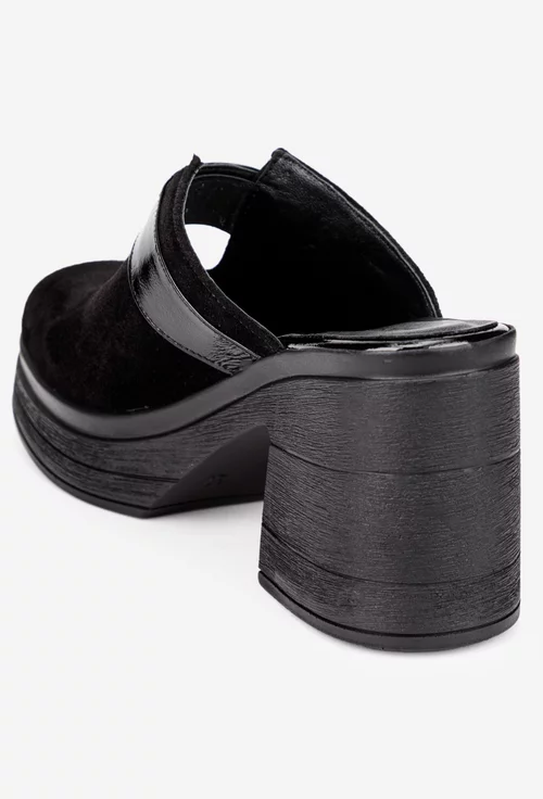 Saboti dama negri din piele intoarsa