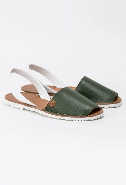 Sandale alb cu verde din piele naturala Edna