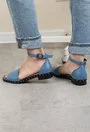 Sandale albastre cu tinte din piele naturala Mila