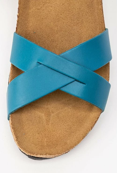 Sandale albastre din piele naturala Papaya