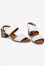 Sandale albe din piele naturala cu aspect perforat