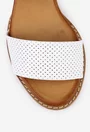 Sandale albe din piele naturala cu aspect perforat