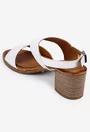 Sandale albe din piele naturala cu aspect perforat