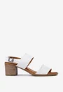 Sandale albe din piele naturala cu aspect perforat