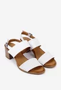 Sandale albe din piele naturala cu aspect perforat