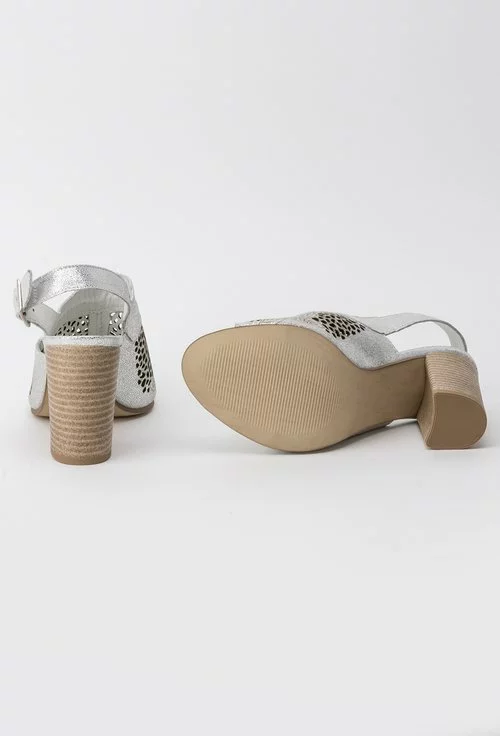 Sandale argintii din piele naturala Alexa