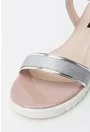 Sandale argintii din piele naturala Linda