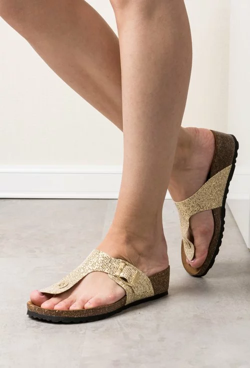 Sandale aurii din piele naturala Delia