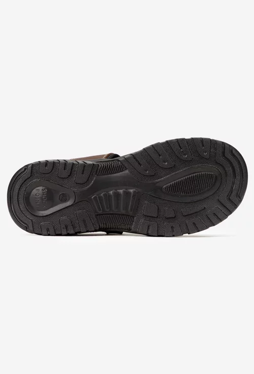 Sandale barbati din piele maro cu inchidere velcro picture - 4