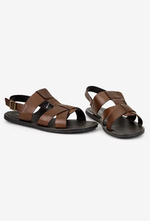 Sandale barbati din piele naturala maro