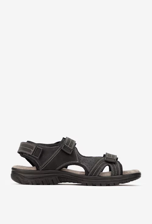Sandale barbati din piele neagra cu inchidere velcro picture - 2