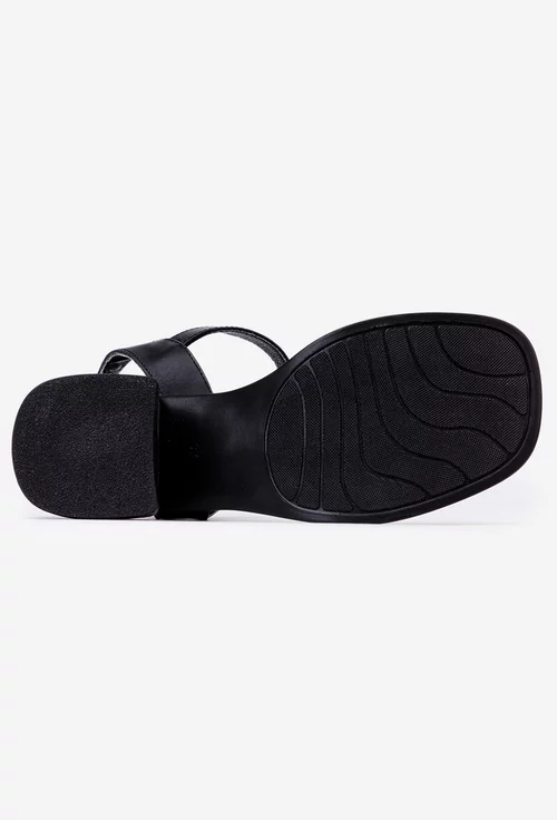 Sandale bej deschis cu negru din piele naturala