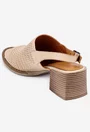 Sandale bej din piele cu model perforat
