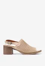 Sandale bej din piele cu model perforat