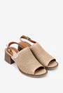 Sandale bej din piele cu model perforat
