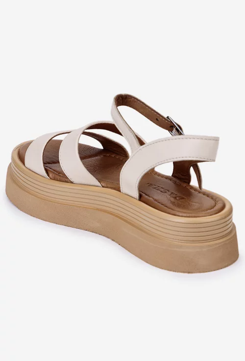 Sandale bej din piele naturala